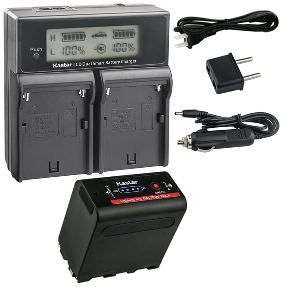 Kastar 1-Pack NP-F980EXP Battery and CH04 Dual Fast Charger Compatible with GVM GVM-520S GVM-560AS GVM-672S GVM-896S GVM-MB832 GVM-LT50 GVM-LT100 GVM-TL15RS LT-10S RGB-10S RGB-10W LED Video Light