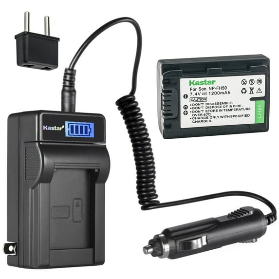 Kastar 1-Pack NP-FH50 Battery and LCD AC Charger Compatible with Sony HDR-TG5 HDR-TG7 HDR-UX10 HDR-UX19 HDR-UX20 HDR-UX3 HDR-UX5 HDR-UX7 HDR-UX9 HDR-XR100 HDR-XR105 HDR-XR106 HDR-XR200 Cameras
