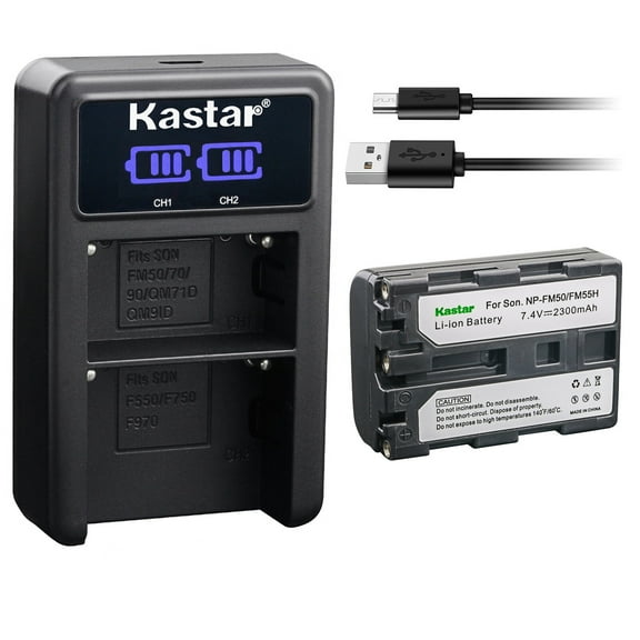 Kastar 1-Pack NP-FM50/FM55 Battery and LED2 USB Charger Compatible with Sony NP-FM30 NP-FM50 NP-FM55H NP-QM50 NP-QM51 NP-FM70 NP-FM71 NP-QM71 NP-QM71D NP-FM90 NP-FM91 NP-QM91 NP-QM91D Battery
