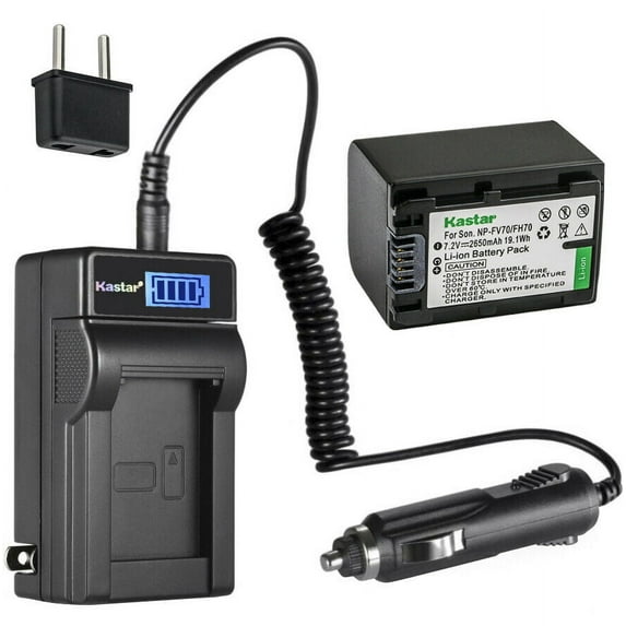 Kastar 1-Pack NP-FV70 Battery and LCD AC Charger Compatible with Sony HDR-CX305, HDR-CX320, HDR-CX330, HDR-CX330E, HDR-CX350, HDR-CX360, HDR-CX370, HDR-CX380, HDR-CX390, HDR-CX400, HDR-CX410