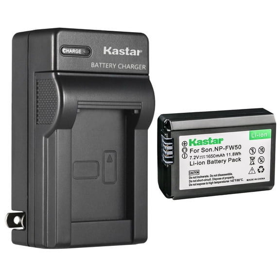 Kastar 1-Pack NP-FW50 Battery and AC Wall Charger Replacement for Sony ILCE-7SM2, alpha 7S II, α7S II, a7S II, ILCE-QX1, ILCE-QX1L, NEX-3, NEX-3N, NEX-5, NEX-5N, NEX-5R, NEX-5T, NEX-6, NEX-7, ZV-E10