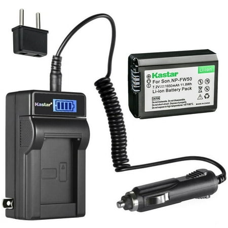 Kastar 1-Pack NP-FW50 Battery and LCD AC Charger Compatible with Sony ILCE-5100, alpha a5100, a5100, ILCE-6000, alpha a6000, a6000, ILCE-6100, alpha a6100, a6100, ILCE-6300, alpha a6300, a6300 Cameras