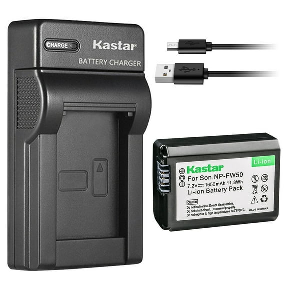 Kastar 1-Pack NP-FW50 Battery and Slim USB Charger Replacement for Sony SLT-A33 SLT-A35 SLT-A37 SLT-A55 ZV-E10 DSC-RX10 DSC-RX10 II DSC-RX10M2 DSC-RX10 III DSC-RX10M3 DSC-RX10 IV DSC-RX10M4 Camera