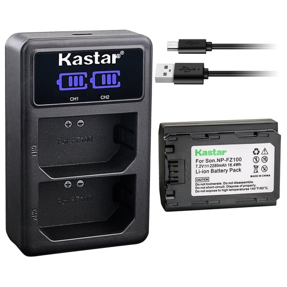 Kastar 1-Pack NP-FZ100 Battery and LED2 USB Charger Compatible with Sony FX3, FX30 Digital Cinema Camera, Cinema Line FX30 Super 35 Camera, Alpha 9 α9, Alpha A9 / ILCE-9, Alpha A 9 Camera