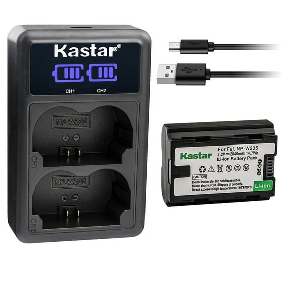 Kastar 1-Pack NP-W235 Battery and LED2 USB Charger Compatible with Fujifilm X-H2 Mirrorless Camera, Fujifilm X-H2 Mirrorless Camera, Fujifilm X-T4 XT4 Camera, Fujifilm X-T5 XT5 Mirrorless Camera