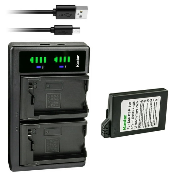Kastar 1-Pack PSP 110 Battery and LTD2 USB Charger Replacement for Sony PSP-Lite, PSP-Silm, PSP2000 PSP2001 PSP2002 PSP2003 PSP2004 PSP2005 PSP2006 PSP2007 PSP2008 PSP2009 PSP2010 PSP3000 Playstation