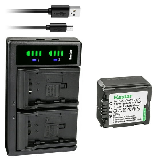 Kastar 1-Pack VW-VBG130 Battery and LTD2 USB Charger Replacement for Panasonic HDC-HS9GK, HDC-HS20, HDC-HS20K, HDC-HS100, HDC-HS100GK, HDC-HS200, HDC-HS250, HDC-HS250K, HDC-HS300, HDC-HS300K