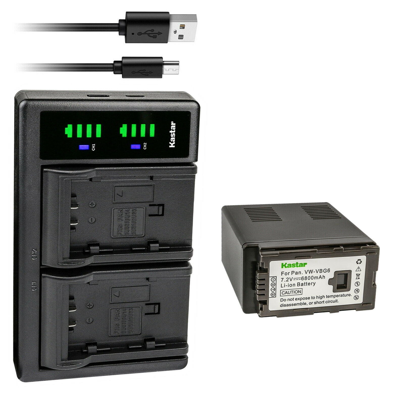 Kastar 4-Pack VW-VBK180 Battery & USB Charger Replacement For Panasonic Camcorders | Compatible With SDR-H85, HDC-SD90, HC-V700 & More