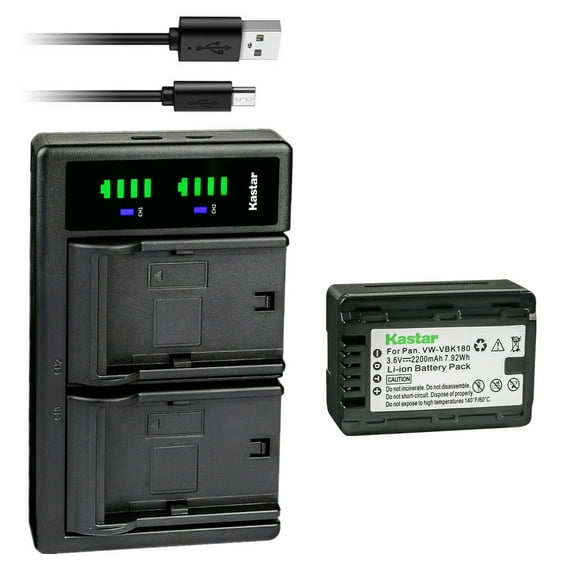 Kastar 1-Pack VW-VBK180 Battery and LTD2 USB Charger Replacement for Panasonic VW-VBK180 VW-VBK360, VW-VBL090 VW-VBL090PPK Battery, Panasonic SDR-T71K, SDR-T76, SDR-T76K, SDR-T95 Camera
