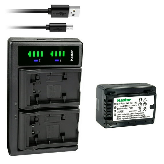 Kastar 1-Pack VW-VBT190 Battery and LTD2 USB Charger Compatible with Panasonic VW-VBT190, VW-ACT190, VW-VBT380, VW-ACT380 Battery, Panasonic VW-BC10, VW-BC10-K, VW-BC10PP, VW-PWPK Charger