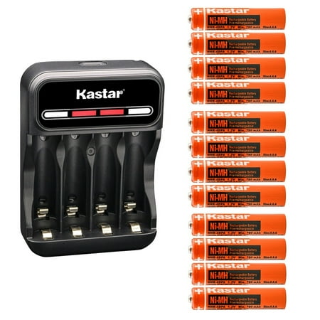Kastar 12-Pack Battery and CMH4 Smart USB Charger Compatible with Out Door Solar Light, Solar Spinner, Solar Power Unites, Garden Landscaping Solar Light, Garden Light, Garden Decorations Path Light