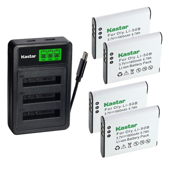 Kastar 14Pack Battery with LZD3 USB Triple Charger Compatible with Olympus Li-50B, Tough TG-610 TG-630 TG-850 SZ Series SP Series Stylus Series Cameras