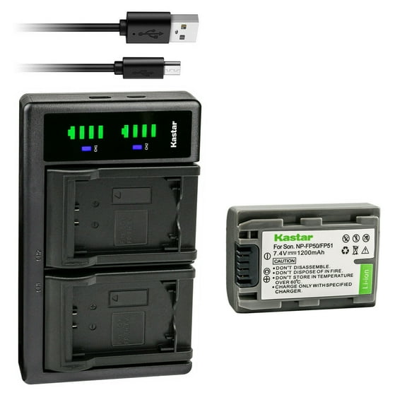 Kastar 1Pack Battery and LTD2 USB Charger Replacement for Sony NP-FP30, NP-FP50 NP-FP51, NP-FP60, NP-FP70 NP-FP71, NP-FP90 NP-FP91 Battery, Sony DCR-HC85, DCR-HC94, DCR-HC96, DCR-SR30, DCR-SR40 Camera