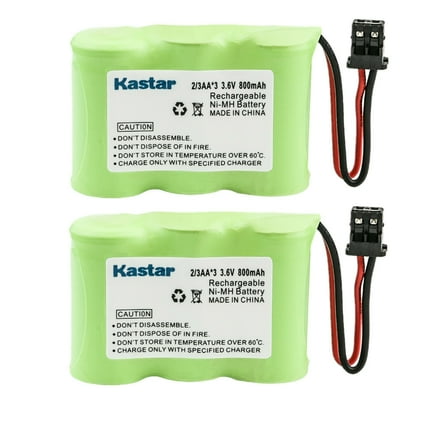 Kastar 2-Pack 2/3AA 3.6V 800mAh Ni-MH Battery Replacement for Again & Again 2102 STB124 STB-124, AT&T/Lucent 4068 4905 4935 4952 5491 24027 91085 24027X, Battery Country 359450 Dantona 312AAB 3 1/2AAB
