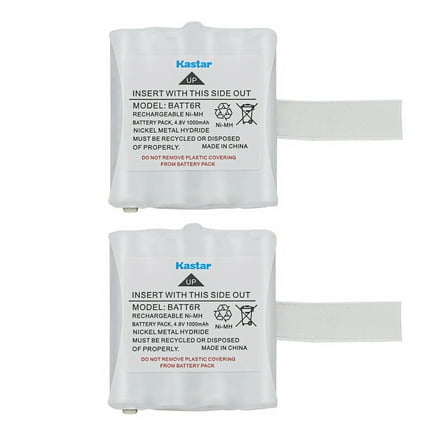 Kastar 2-Pack BATT6R Battery 4.8V 1000mAh Replacement for Midland CXT280, Midland XT24, XT25, XT26, XT27, XT29, Midland GTX635, GTX650, GTX661, ULBATT6R, COM-6R, COM6R, FRS-006-NH, FRS006NH