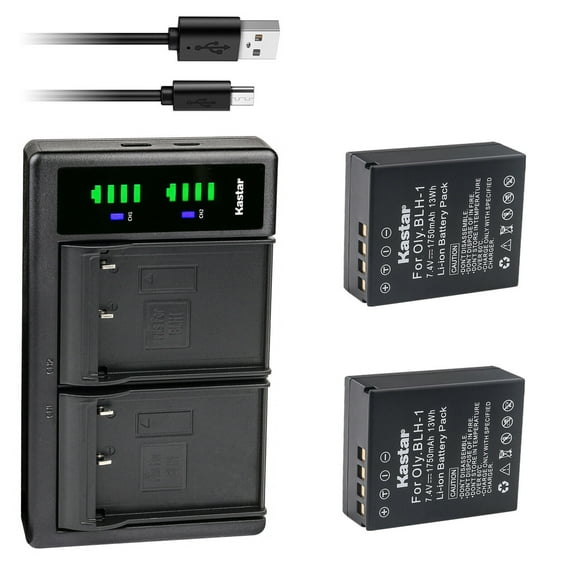 Kastar 2-Pack BLH-1 Battery and LTD2 USB Charger Compatible with Olympus BLH-1, BLH-01, PS-BLH1 Battery, Olympus BCH-1 Charger, Olympus HLD-9 Power Battery Grip, Olympus OM-D E-M1 MARKIII Camera