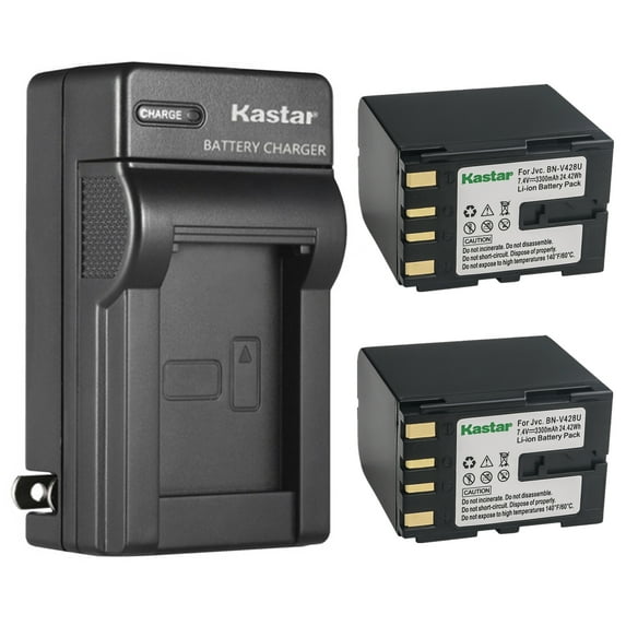 Kastar 2-Pack BN-V428 Battery and AC Wall Charger Replacement for JVC GR-DVL307, GR-DVL308, GR-DVL309, GR-DVL310, GR-DVL313, GR-DVL315, GR-DVL317, GR-DVL320, GR-DVL322, GR-DVL323, GR-DVL326, GR-DVL355