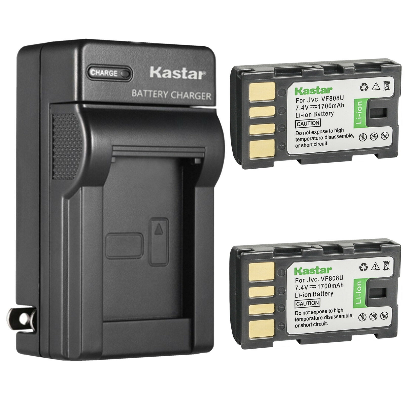Kastar 2-Pack BN-VF808 Battery and AC Wall Charger Replacement for JVC BN-VF808 BN-VF808U BN-VF815 BN-VF815U BN-VF823 BN-VF823U BN-VF915 BN-VF915U BN-VF923 BN-VF923U Battery