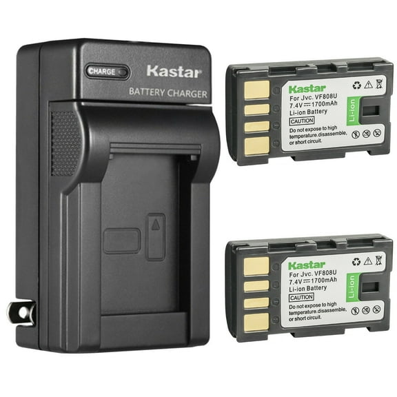 Kastar 2-Pack BN-VF808 Battery and AC Wall Charger Replacement for JVC GR-D726US GR-D728 GR-D728EK GR-D728EX GR-D728US GR-D740 GR-D740AC GR-D740EK GR-D740EX GR-D740US GR-D745 GR-D745EK GR-D745EX