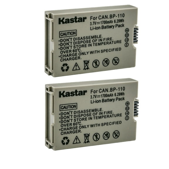 Kastar 2-Pack BP-110 Battery 3.7V 1700mAh Replacement for Canon VIXIA HF R20 HFR20, VIXIA HF R20 Red, VIXIA HF R20 Silver, VIXIA HF R200 HFR200, VIXIA HF R21 HFR21, VIXIA HF R28 HFR28 Cameras