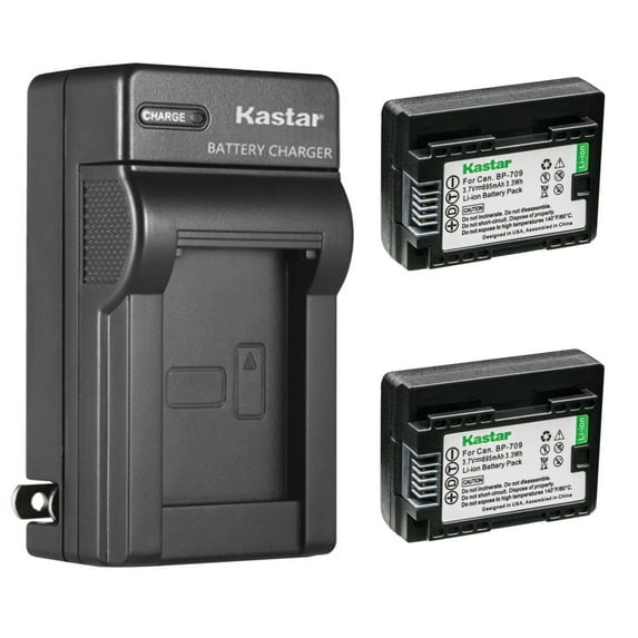 Kastar 2-Pack BP-709 Battery and AC Wall Charger Replacement for Canon VIXIA HF R300 HFR300, VIXIA HF R400 HFR400, VIXIA HF R500 HFR500, VIXIA HF R600 HFR600, VIXIA HF R700 HFR700 Camera