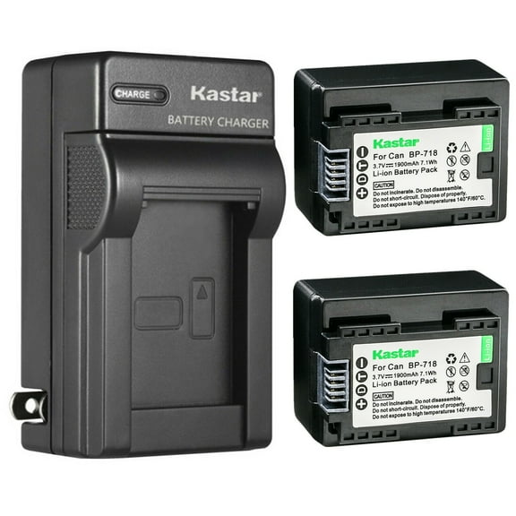 Kastar 2 Pack BP-718 BP718 Battery and AC Wall Charger Compatible with Canon VIXIA HF M50 HFM50, VIXIA HF M52 HFM52, VIXIA HF M500 HFM500, VIXIA HF R30 HFR30, VIXIA HF R32 HFR32 Cameras