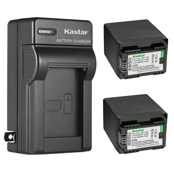 Kastar 2-Pack BP-745 Battery and AC Wall Charger Replacement for Canon VIXIA HF R300 HFR300, VIXIA HF R400 HFR400, VIXIA HF R500 HFR500, VIXIA HF R600 HFR600, VIXIA HF R700 HFR700 Camera