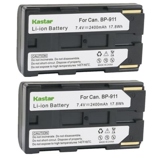 Kastar 2-Pack BP-911 / BP-915 Battery 7.2V 2400mAh Replacement for Canon UC-X45, UC-X50, UC-X55, V40 V40Hi, V50Hi, V60Hi, V65Hi, V72, V75Hi, V400, V420, V500, V520, XF100, XF105, XF200, XF205, XF300