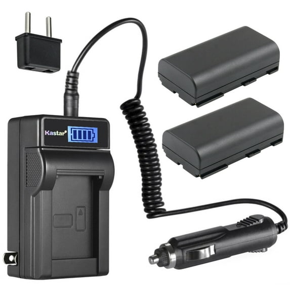 Kastar 2-Pack BP-911 BP-915 Battery and LCD AC Charger Compatible with Canon UC-X40 UC-X40Hi, UC-X45, UC-X50, UC-X55, V40 V40Hi, V50Hi, V60Hi, V65Hi, V72, V75Hi, V400, V420, V500, V520, XF100, XF105
