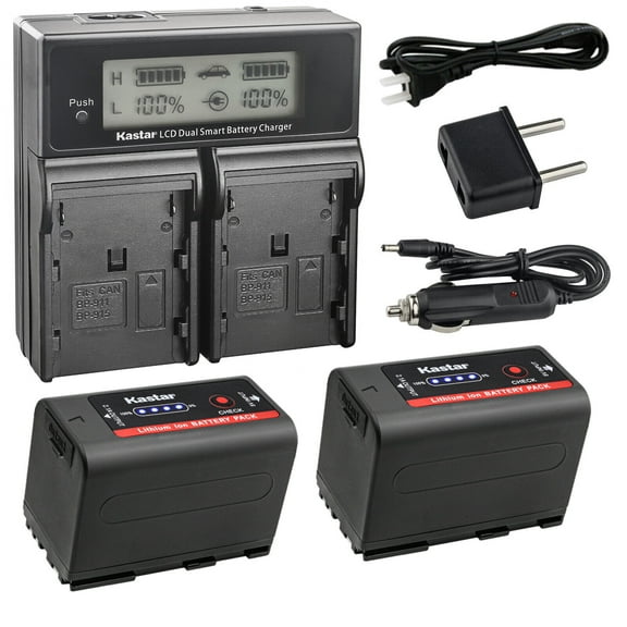 Kastar 2-Pack BP-950GPro Battery and AC LCD Dual Fast Charger Compatible with Canon Vistura UC-V10 UC-V10Hi UC-V20 UC-V30 UC-V100 UC-V200 UC-V300 UC-X1 UC-X1Hi UC-X2 UC-X2Hi UC-X30 UC-X30Hi Camera