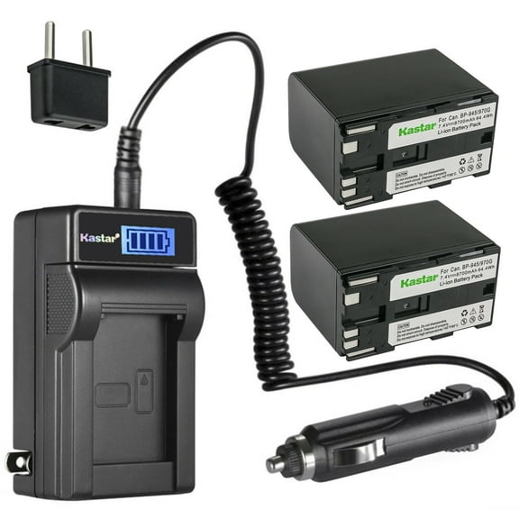 Kastar 2-Pack BP-970G Battery and LCD AC Charger Compatible with Canon BP-970 BP-970G BP-975, BP-945 BP-950 BP-950G BP-955, BP-930 BP-935, BP-925, BP-911 BP-911K BP-914 BP-915 Camera Battery