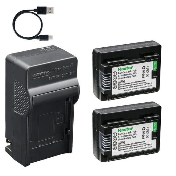 Kastar 2-Pack Battery and AC & USB-C Charger, Compatible with Canon BP-709 BP-718 BP-727 BP-745, Canon VIXIA HF R30 R40 R50 R60 R70 R80 R700 R800, LEGRIA HF M36 M46 M56 M66 M506 M806 Camera