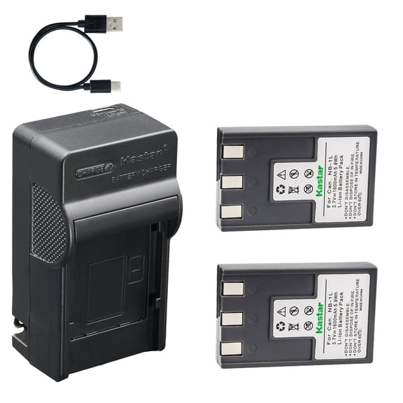 Kastar 2-Pack Battery and AC & USB-C Charger, Compatible with Canon NB-1L NB-1LH PowerShot S100 S200 S230 S300 S330 S400 S410 S500 ELPH S110 IXY Digital 200 300 320 400 430 450 500 Cameras