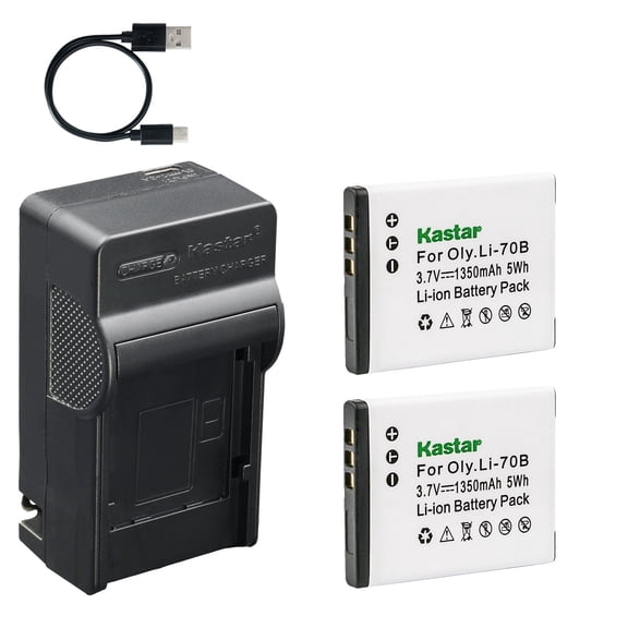 Kastar 2-Pack Battery and AC & USB-C Charger Compatible with Olympus Li-70B D-700 D-705 D-710 D-715 FE-4020 FE-4040 FE-5040 VG-110 VG-120 VG-130 VG-140 VG-145 VG-150 VG-160 VR-120 VR-130 VR-140 X-940