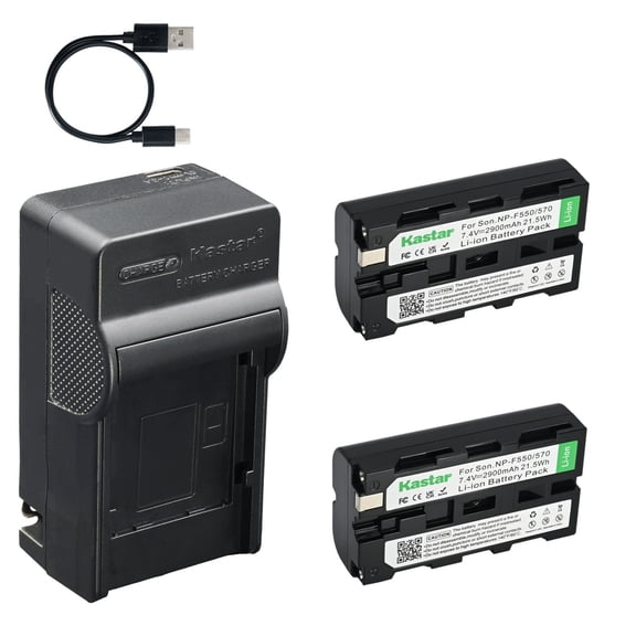 Kastar 2-Pack Battery and AC & USB-C Charger, Compatible with Sony NP-F Series, Accsoon CineEye 2/2S/Pro, CineView HE/Quad, FeelWorld CUT6 FW568 L7, Nanlite Forza 60 II, Sound Devices 633 MixPre-6 II