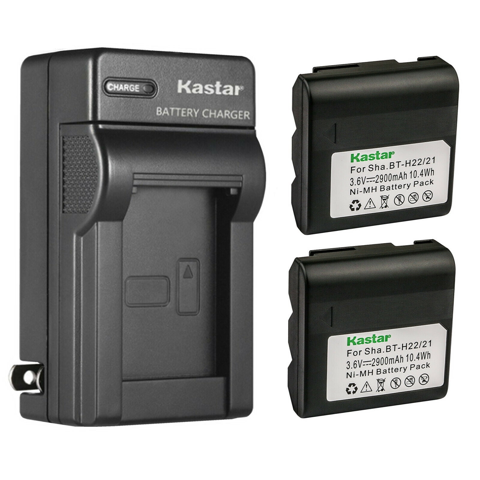 Kastar 2-Pack Battery and AC Wall Charger Compatible with Sharp VL-E660, VL-E660S, VL-E660U, VL-E665U, VL-E680, VL-E680H, VL-E680S, VL-E680U, VL-E685U, VL-E700, VL-E700U, VL-E720, VL-E720H, VL-E720U