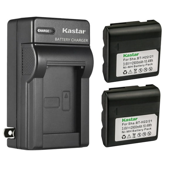 Kastar 2-Pack Battery and AC Wall Charger Compatible with Sharp VL-E660, VL-E660S, VL-E660U, VL-E665U, VL-E680, VL-E680H, VL-E680S, VL-E680U, VL-E685U, VL-E700, VL-E700U, VL-E720, VL-E720H, VL-E720U