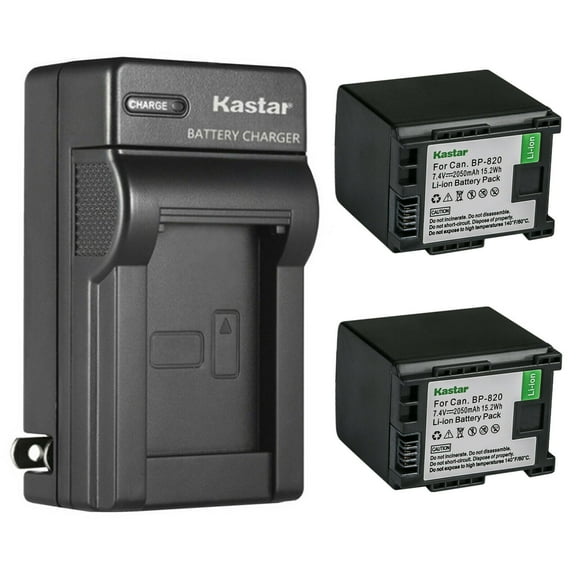 Kastar 2-Pack Battery and AC Wall Charger Replacement for Canon BP-820 BP820, BP-828 BP828 Battery, Canon CG-800 CG800 Charger, Canon XF400, XF405, XA10, XA11, XA15, XA20, XA25, XA30, XA35 Camera