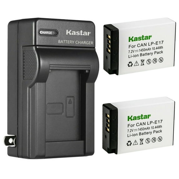 Kastar 2-Pack Battery and AC Wall Charger Replacement for Canon LP-E17 LPE17, 9967B02 Battery, Canon EOS 750D, EOS 760D, EOS 800D, EOS 8000D, EOS R8 Mirrorless, EOS R50 Mirrorless Cameras