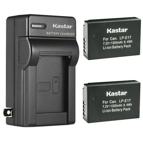 Kastar 2-Pack Battery and AC Wall Charger Replacement for Canon LP-E17 LPE17, 9967B02 Battery, Canon EOS R8 Mirrorless Camera, EOS R50 Mirrorless Camera, Canon BG-E18, BG-E18 IR Battery Grip