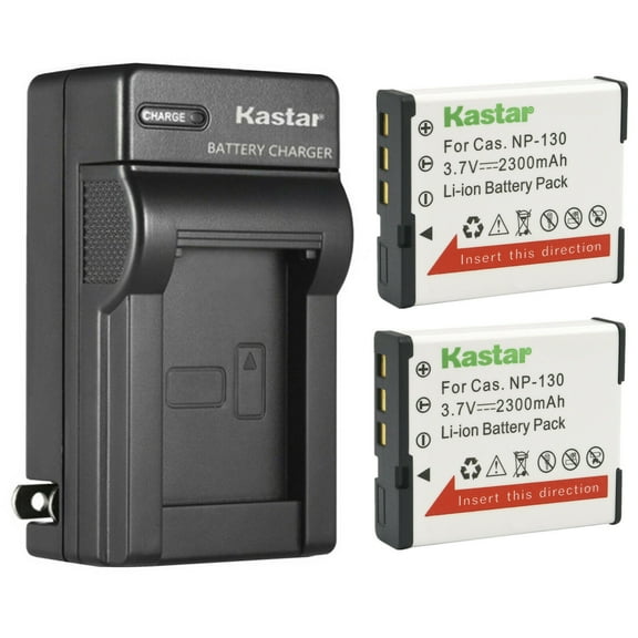 Kastar 2-Pack Battery and AC Wall Charger Replacement for Casio Exilim EX-FC400S, Exilim EX-ZR100 EX-ZR100BK EX-ZR100WE, Exilim EX-ZR200 EX-ZR200BE EX-ZR200BK EX-ZR200RD EX-ZR200WE, Exilim EX-ZR300