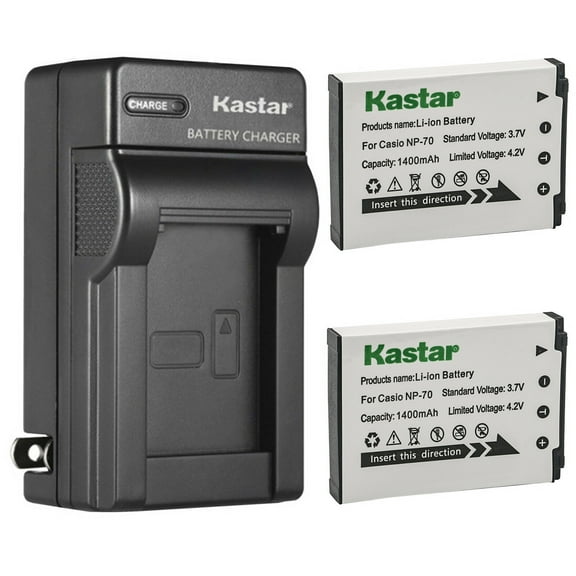 Kastar 2-Pack Battery and AC Wall Charger Replacement for Casio Exilim Zoom EX-Z250SR, Exilim Zoom EX-Z150, Exilim Zoom EX-Z150BK, Exilim Zoom EX-Z150GN, Exilim Zoom EX-Z150PK, Exilim Zoom EX-Z150RD