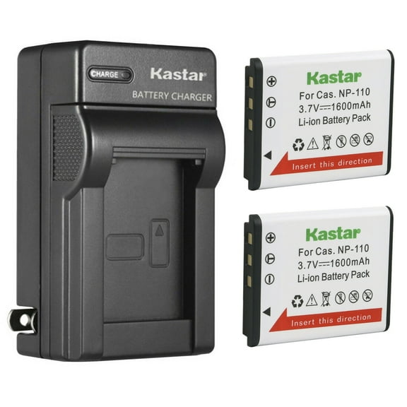 Kastar 2-Pack Battery and AC Wall Charger Replacement for Casio NP-110 NP-160 Battery, Casio Exilim EX-FC200S, Exilim EX-Z2000, Exilim EX-Z2200, Exilim EX-Z2300, Exilim EX-Z3000, Exilim EX-ZR10 Camera