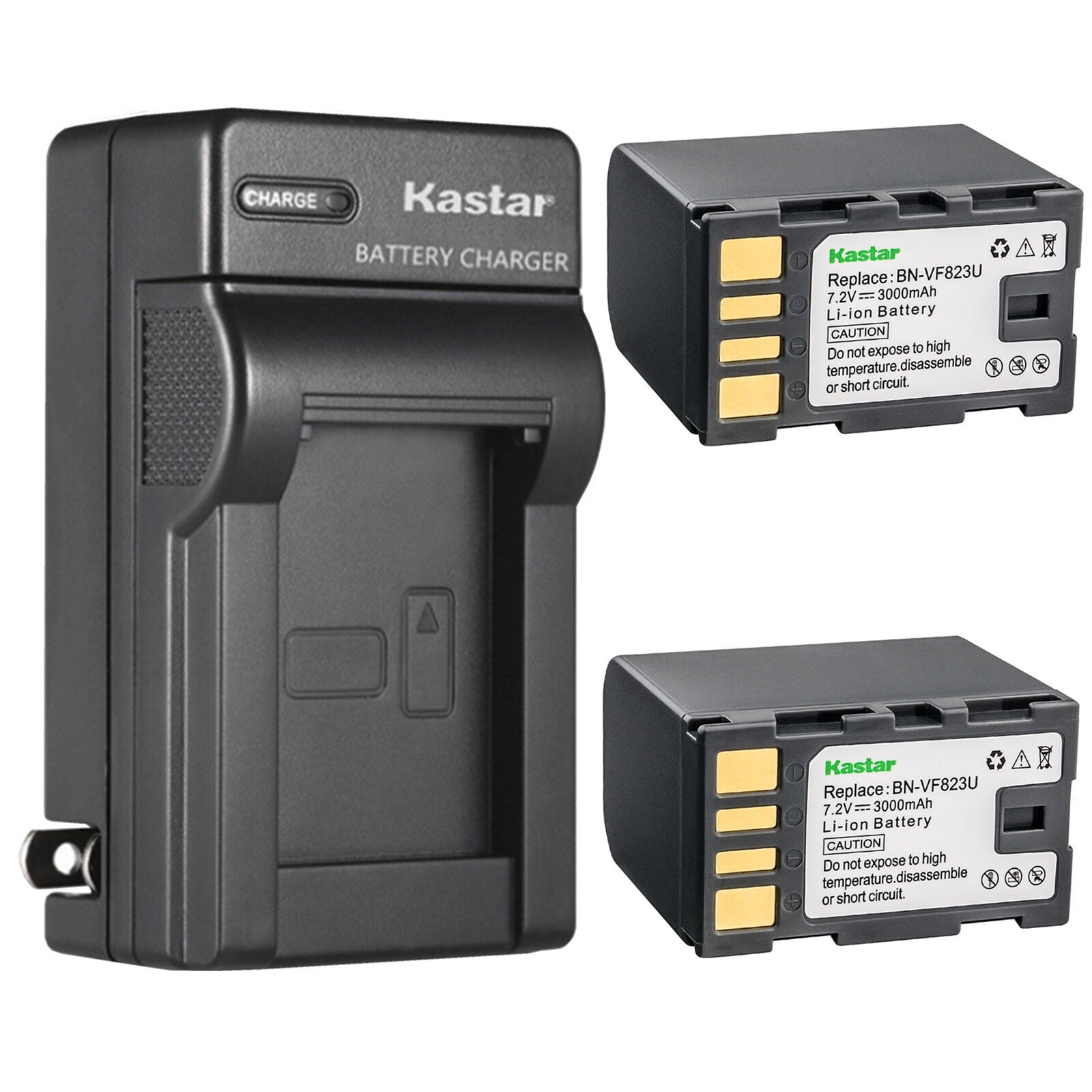 Kastar 2-Pack Battery and AC Wall Charger Replacement for JVC GZ-MG670 GZ-MG670B GZ-MG670BUS GZ-MG670US GZ-MG680 GZ-MG680B GZ-MG680BUS GZ-MG680US GZ-MG730 GZ-MG730AC GZ-MG730BUS GZ-MG730US GZ-MG740