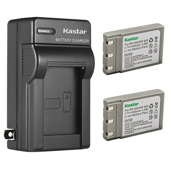 Kastar 2-Pack Battery and AC Wall Charger Replacement for Konica DR-LB4, Minolta NP-500 NP-600 Battery, Konica Revio KD-310 KD-310Z KD-400Z KD-410Z KD-500Z KD-510Z Minolta DiMage G400 G500 G600 Camera