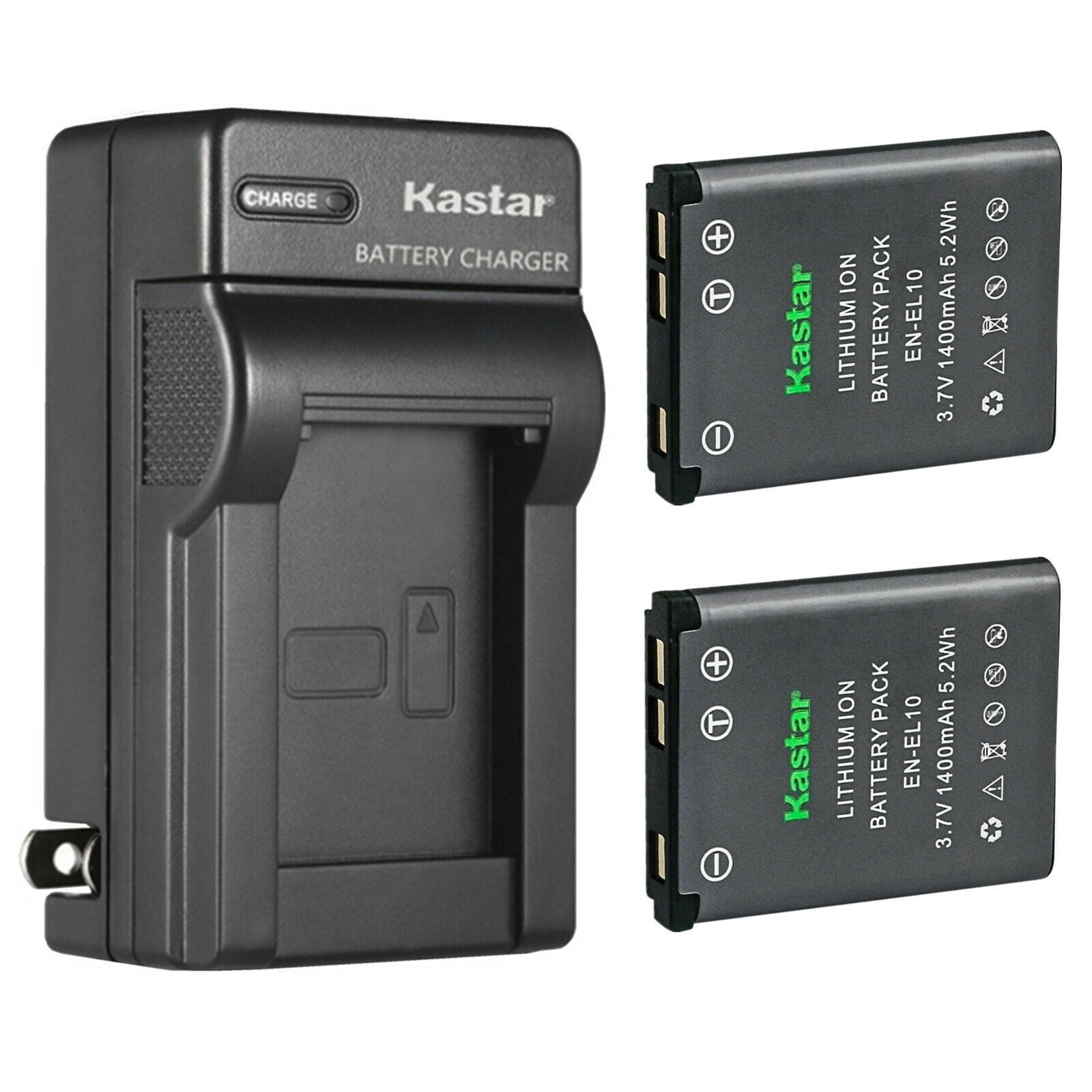 Kastar 2Pack Battery and AC Wall Charger Replacement for Nikon ENEL10