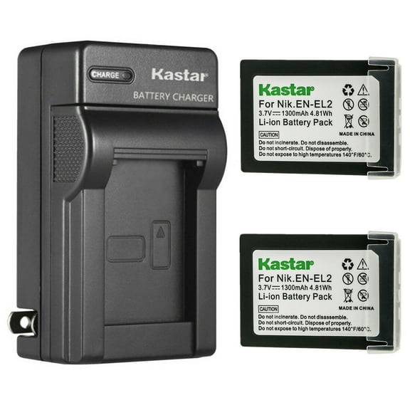 Kastar 2-Pack Battery and AC Wall Charger Replacement for Nikon EN-EL2 ENEL2 EL2 Battery, Nikon MH-60 Charger, Nikon Coolpix 2500, Nikon Coolpix 3500, Nikon Coolpix SQ500 Digital Cameras