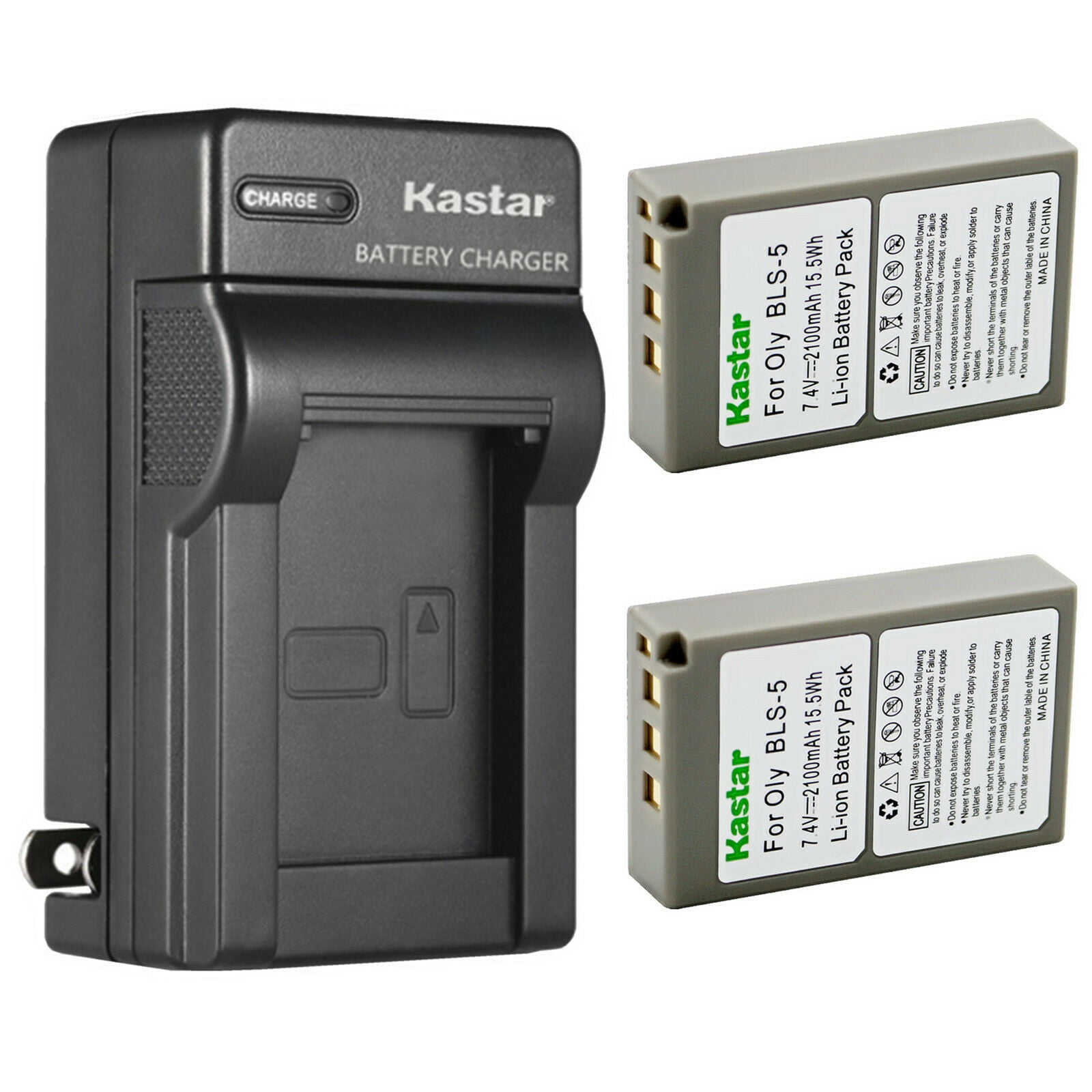 Kastar 2-Pack Battery and AC Wall Charger Replacement for Olympus