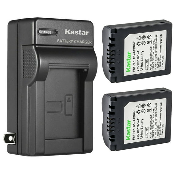 Kastar 2-Pack Battery and AC Wall Charger Replacement for Panasonic CGA-S006 CGA-S006e CGR-S006 CGR-S006e DMW-BMA7 Battery, DE-A44 DE-994 DE-994A Charger, Leica BP-DC5 Battery, Leica V-LUX1 Camera