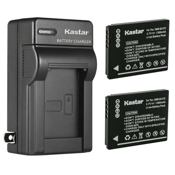 Kastar 2-Pack Battery and AC Wall Charger Replacement for Panasonic DMW-BCH7 DMW-BCH7E, DMW-BCH7PP DMW-BCH7GK Battery, Panasonic DE-A75 DE-A75B, DE-A76 Charger